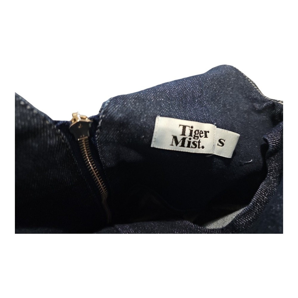 Tiger Mist Dark Blue Denim Sleeveless Square Neck Zipper Jean Dress Women Small - Picture 5 of 6